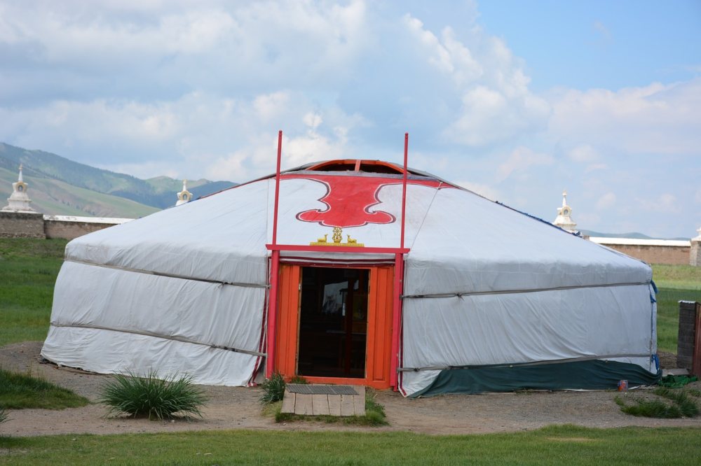 a white color mongolian yurt